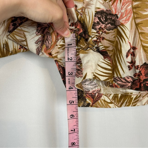 Kut from the Kloth Pink Brown Tan Palm Tree 100% Linen Elastic Waist Shorts - Picture 8 of 11